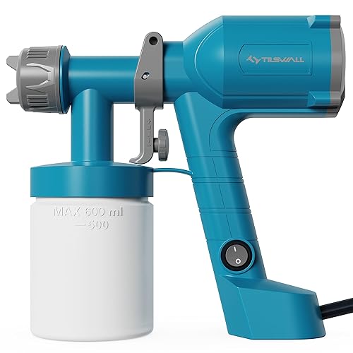 Tilswall HVLP Paint Sprayer, Ultra-Light Electric Spray Gun with 20 fl oz Detachable Cup, 2 Nozzles & 3 Patterns, Perfect for Furniture, Cabinets, Fence, Walls, Doors, Garden & DIY, Blue