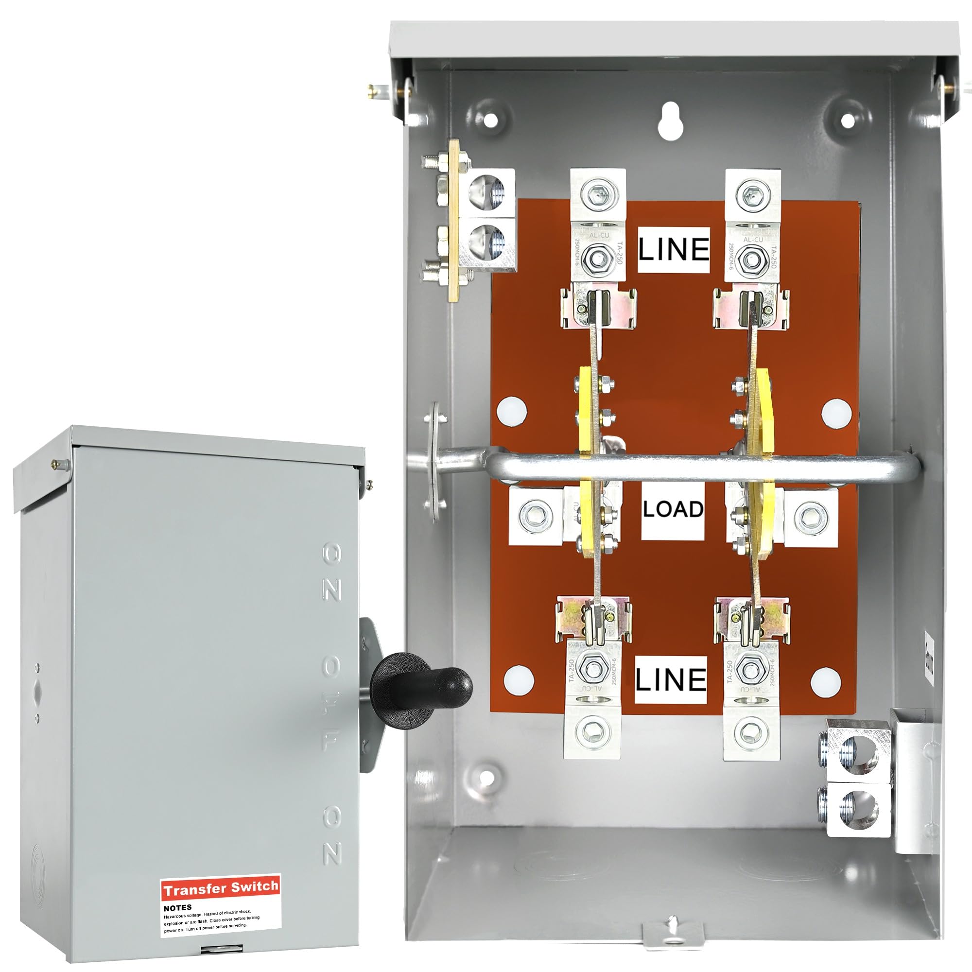 Photo 1 of 200 Amp Generator Transfer Switch, 120/240V 48000W Manual Transfer Switch for Home Generator, with Neutral Terminal, for Outdoor and Indoor, Multiple Security Protections (200A-2 Pole)