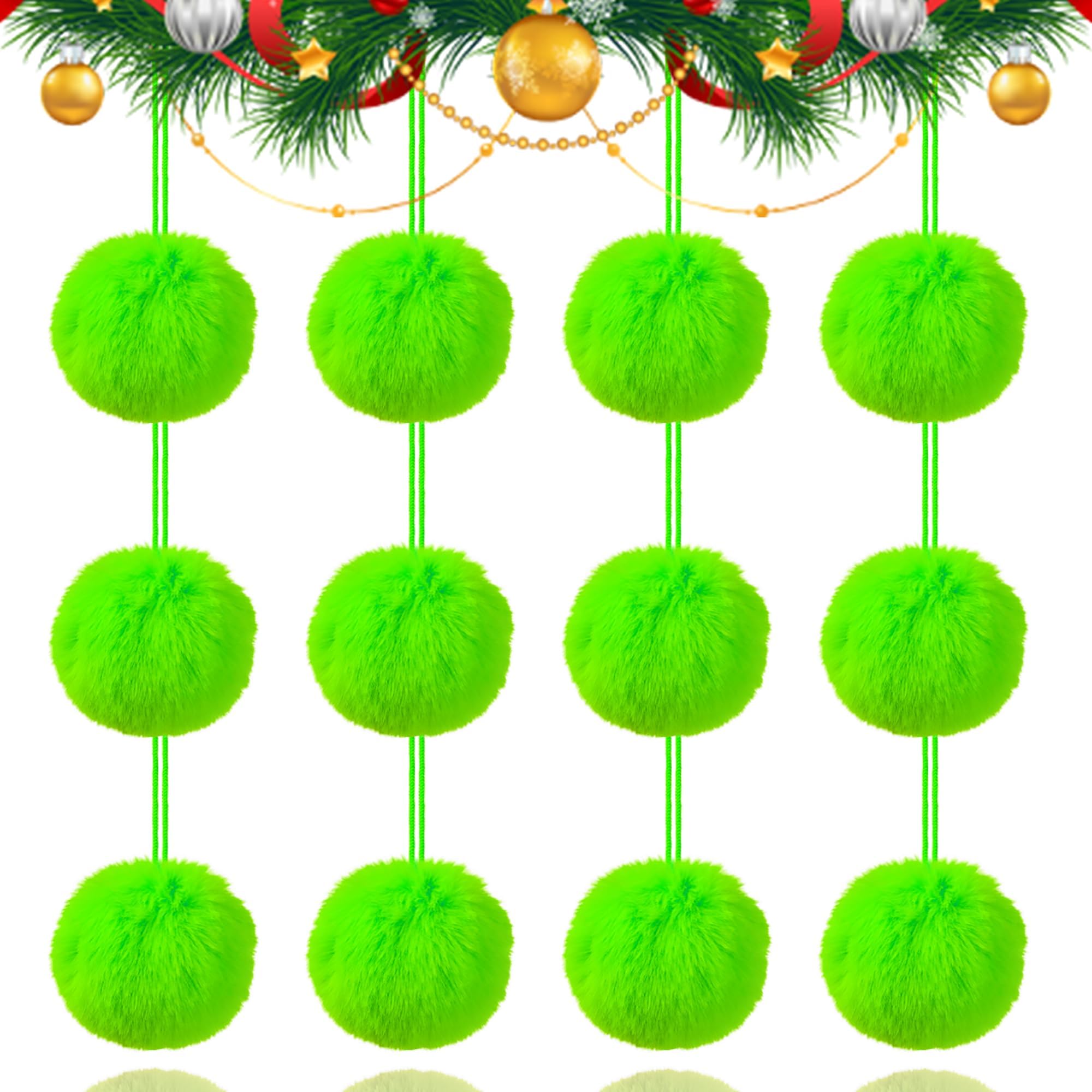 Photo 1 of 12Pcs Lime Green 3.15 Inch Furry Christmas Ornaments, Soft Fluffy Fuzzy Pom Pom Balls, Christmas Decorations Hanging Ornaments for Christmas Tree, Holiday Party, DIY Craft, and Indoor Mantel Decor 2PACK