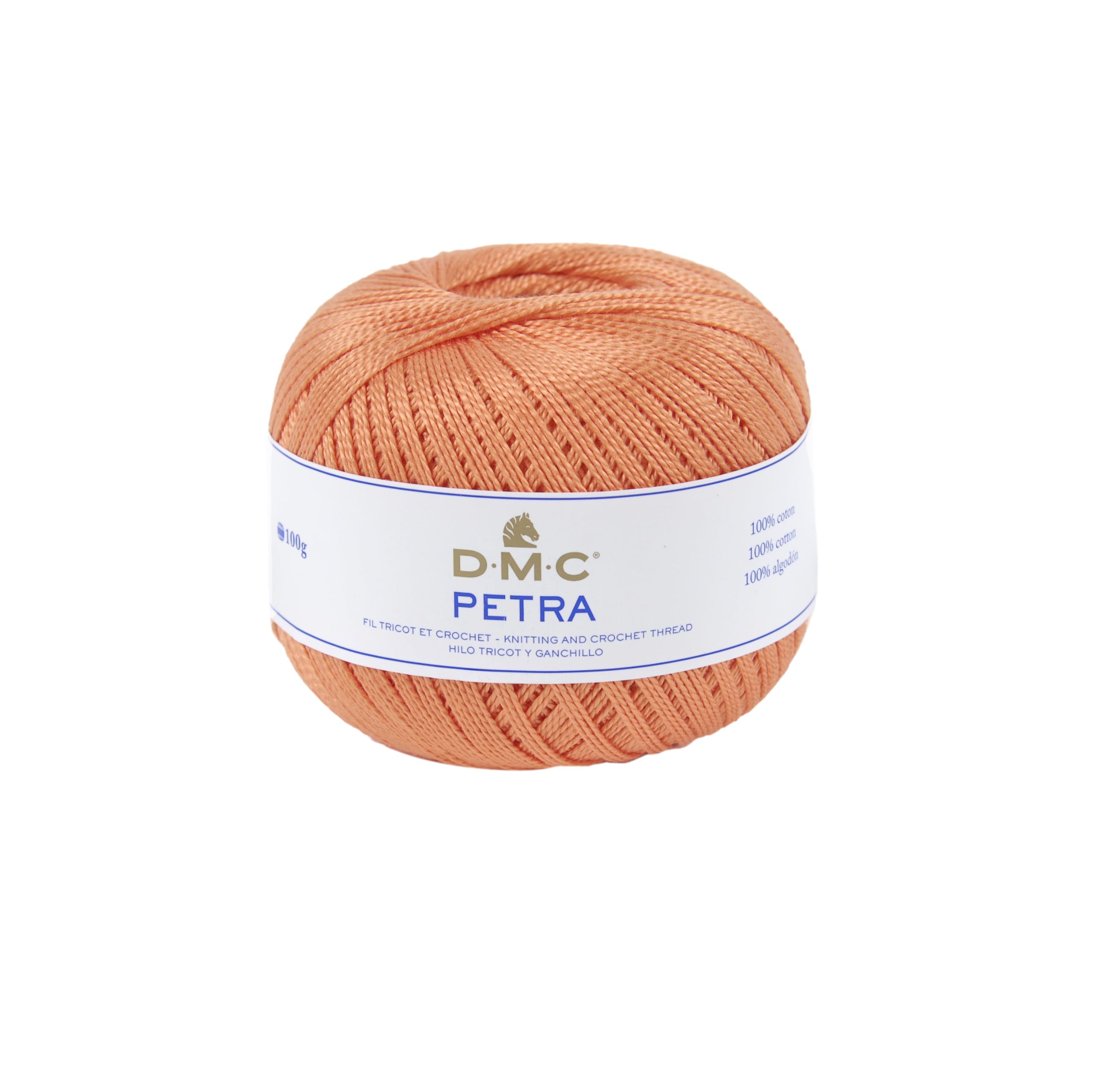 DMC Petra Yarn, 100% Cotton, Orange (5722), Size 5, 9x9x8 cm, (993A/5-5722)
