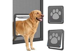 PETLESO Dog Door for Screen/Sliding Patio Doors, 12x14 Inch Magnetic Self-Closing Lockable Pet Door, Fits Small Medium Large 