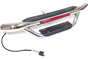LEDIN 36" Lx6.5 H Towing Hitch Step Bar Drop Step 2" Receiver Chrome Universal Truck RV Trailer Rear Bumper Guard with Red LED Brake Stop Light Bar Anti Slip Pad