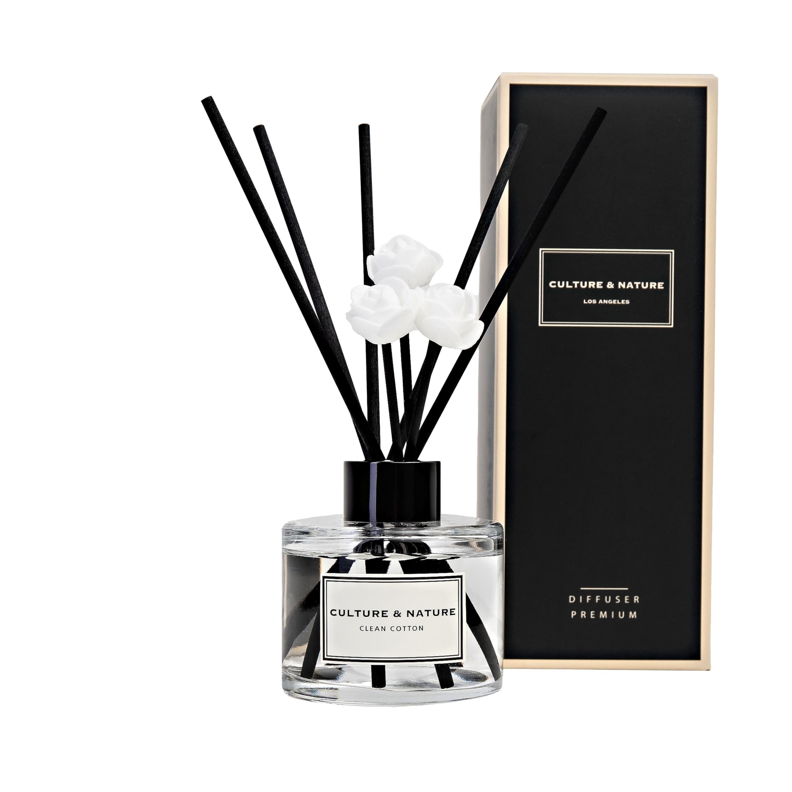Photo 1 of CULTURE & NATURE Reed Diffuser Set 4oz (120ml) Clean Cotton Scented Diffuser with Sticks Home Fragrance Reed Diffuser for Bathroom Shelf Decor