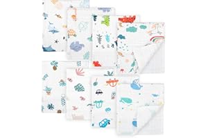 Muslin Burp Cloths Baby, 8 Pack Baby Burp Cloths, 100% Cotton Burp Cloths 20X10in Muslin Cloth 6 Layers Absorbent Baby Cloth 