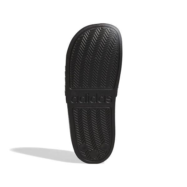 ADIDAS ADILETTE SHOWER SLIDES, CORE BLACK/WHITE/CORE BLACK, 1 LITTLE KID