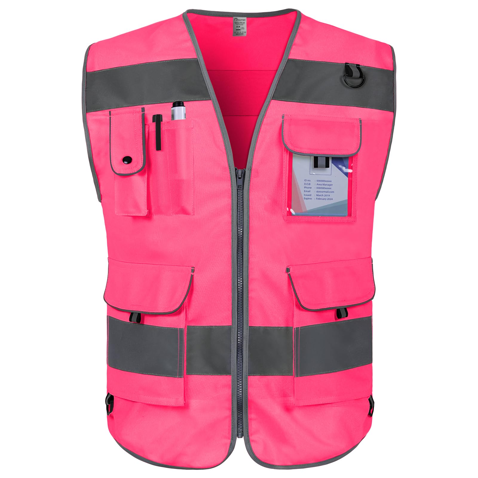 Graunton Safety Vest 9 Pockets High Visibility Reflective Safety Vest for Men Women, Hi Vis Work Vest with Reflective Strips, Meets ANSI/ISEA Standards, (UK-Pink, XX-Large) — image 1