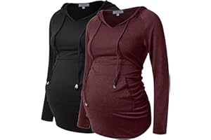 GINKANA Maternity Hoodie Long Sleeves Shirts Casual Maternity Top Pregnancy Sweatshirt Casual Clothes