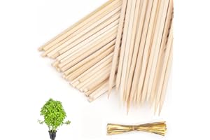 NEWFLAGER 40 Pack 18'' Natural Bamboo Plant Stakes, Wood Plant Supports, Wood Garden Sticks for Plants Tomato Floral Potted, Wooden Sign Posting Garden Sticks