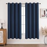 CUCRAF 100% Blackout Curtains Blue 72 Inch Drop 2 Panels Eyelet Thermal
