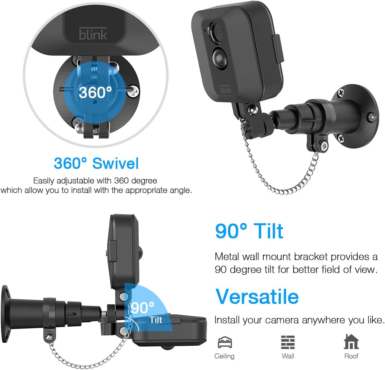 3 Pack AntiTheft Security Chain compatible with BLINK XT wall mount