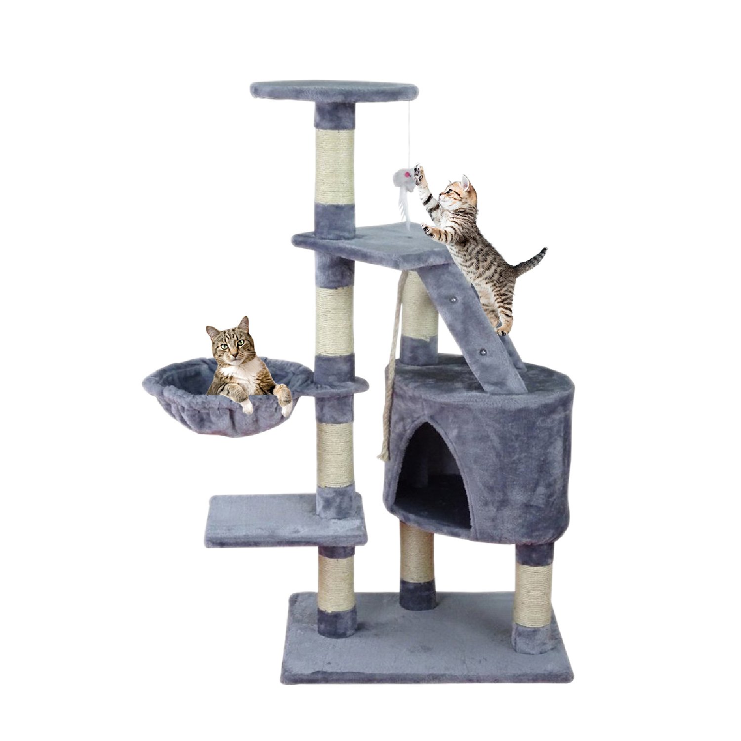 Centro de actividad forma de árbol para gatos Rascador juguete Natural Sisal