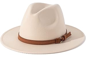 Lisianthus Men & Women Vintage Wide Brim Fedora Hat with Belt Buckle