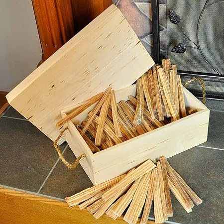 Caja de almacenamiento de madera Leña Con Asas De Cuerda: Amazon.es: Hogar