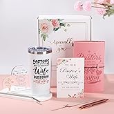 Pastor Wife Gifts,Pastors Wife Appreciation Gifts 7pcs Set,Unique Pastor Wife Gifts,20oz Tumbler Leather Journal Cards Signs Pen Bookmark For Christian Christmas Birthday Retirement Anniversary