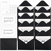BLSUREFYX 12 Sets Groomsman Proposal Cards 8 Will You Be My Groomsmen Cards 4 Will You Be My Best Man Cards with Wedding Date Cards Black Envelopes for Wedding Proposal Invites Best Man Party