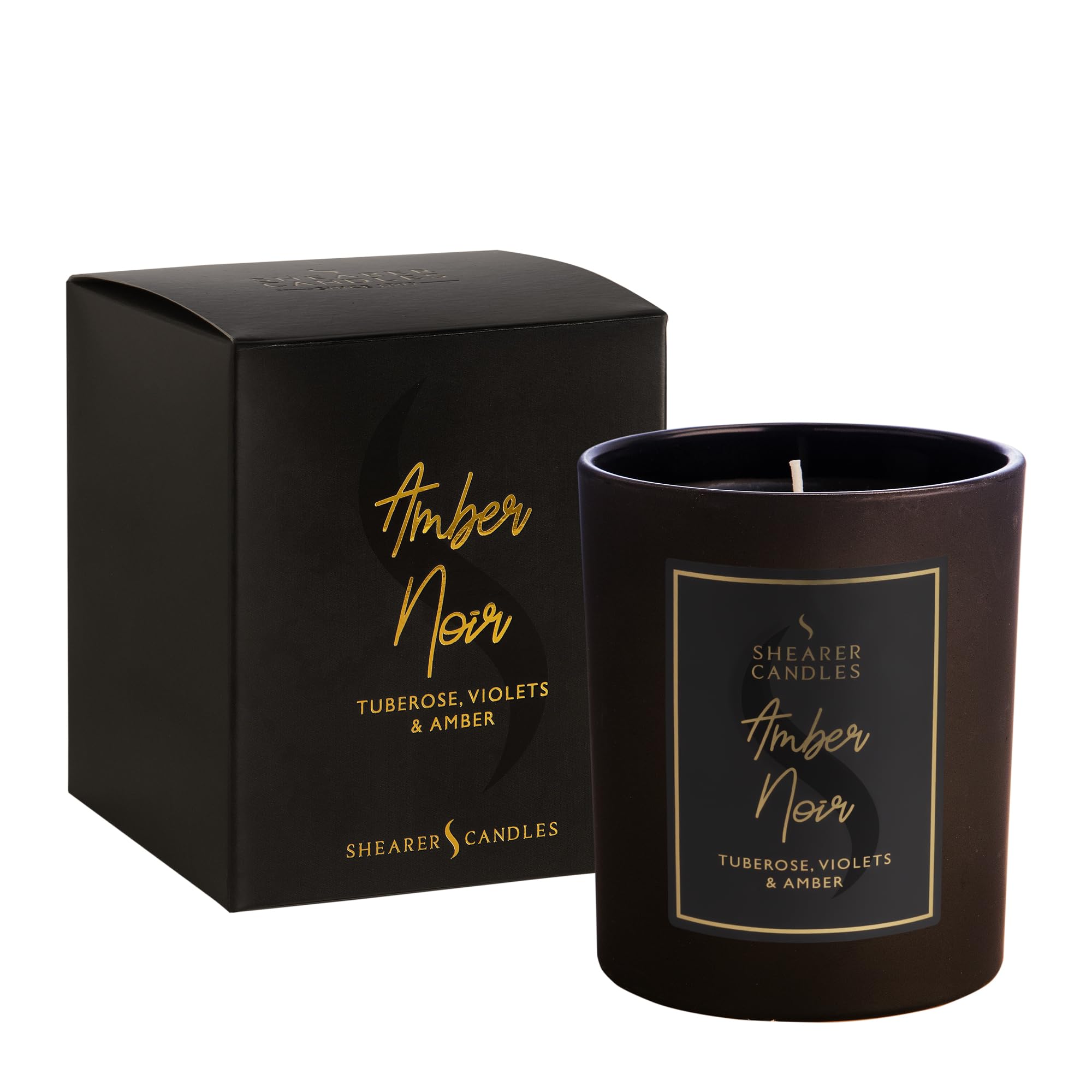 Shearer Candles Amber Noir Scented Gift Candle in Box, Black/Gold, 96 x 81 mm