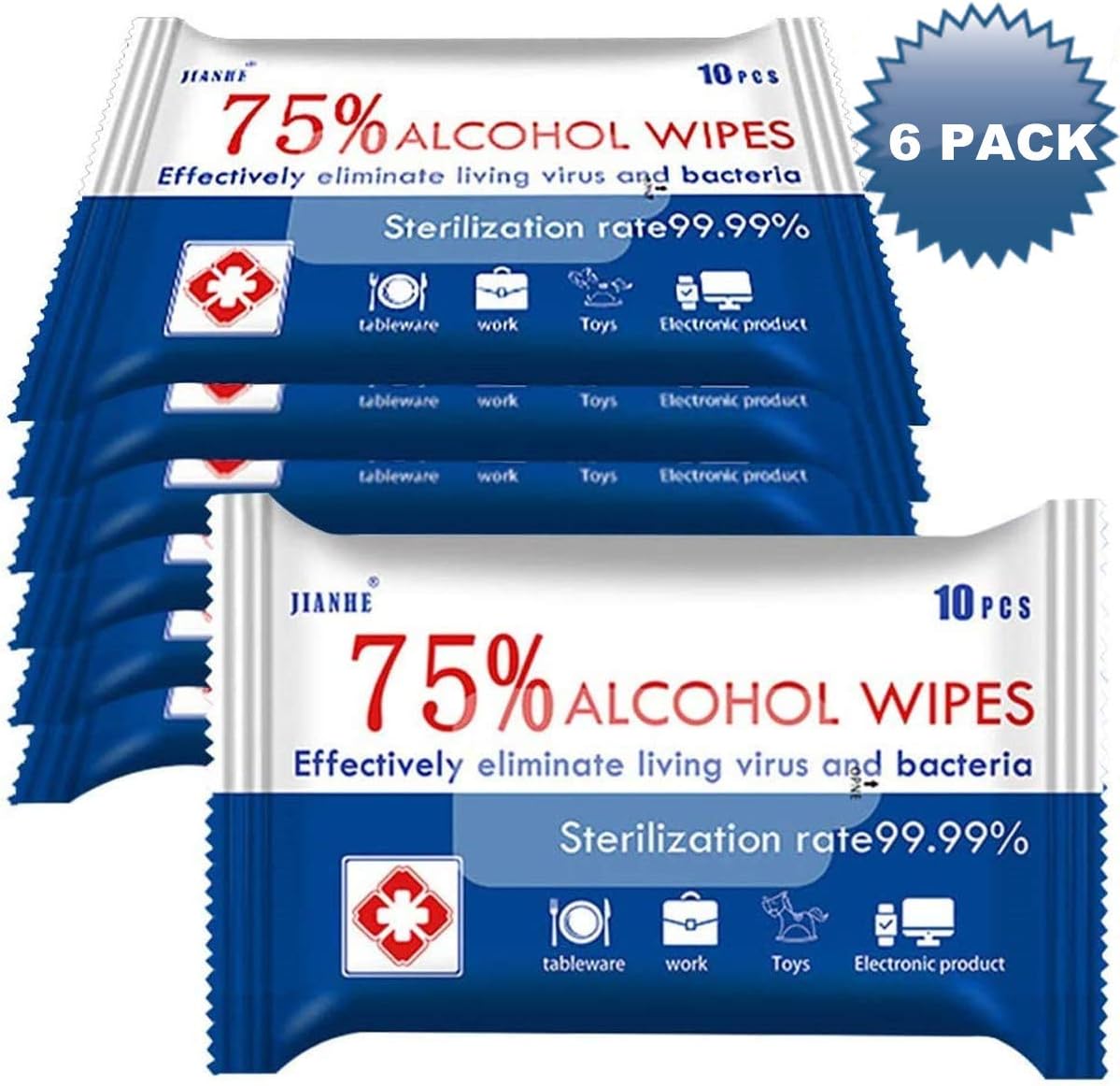Wet Wipes (6 Packs, 60 Wipes), Disinfectant Wipes Cleaning Wet Wipes for Hand Home House