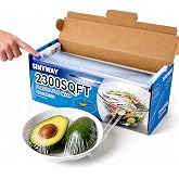 12" x 2300 SqFt Plastic Wrap with Slide Cutter, Cling Wrap for Kitchen | Commercial Size Extra-Long Roll with Built-in Roller, Heavy Duty Plastic Food Wrap for Home or Restaurant BPA Free