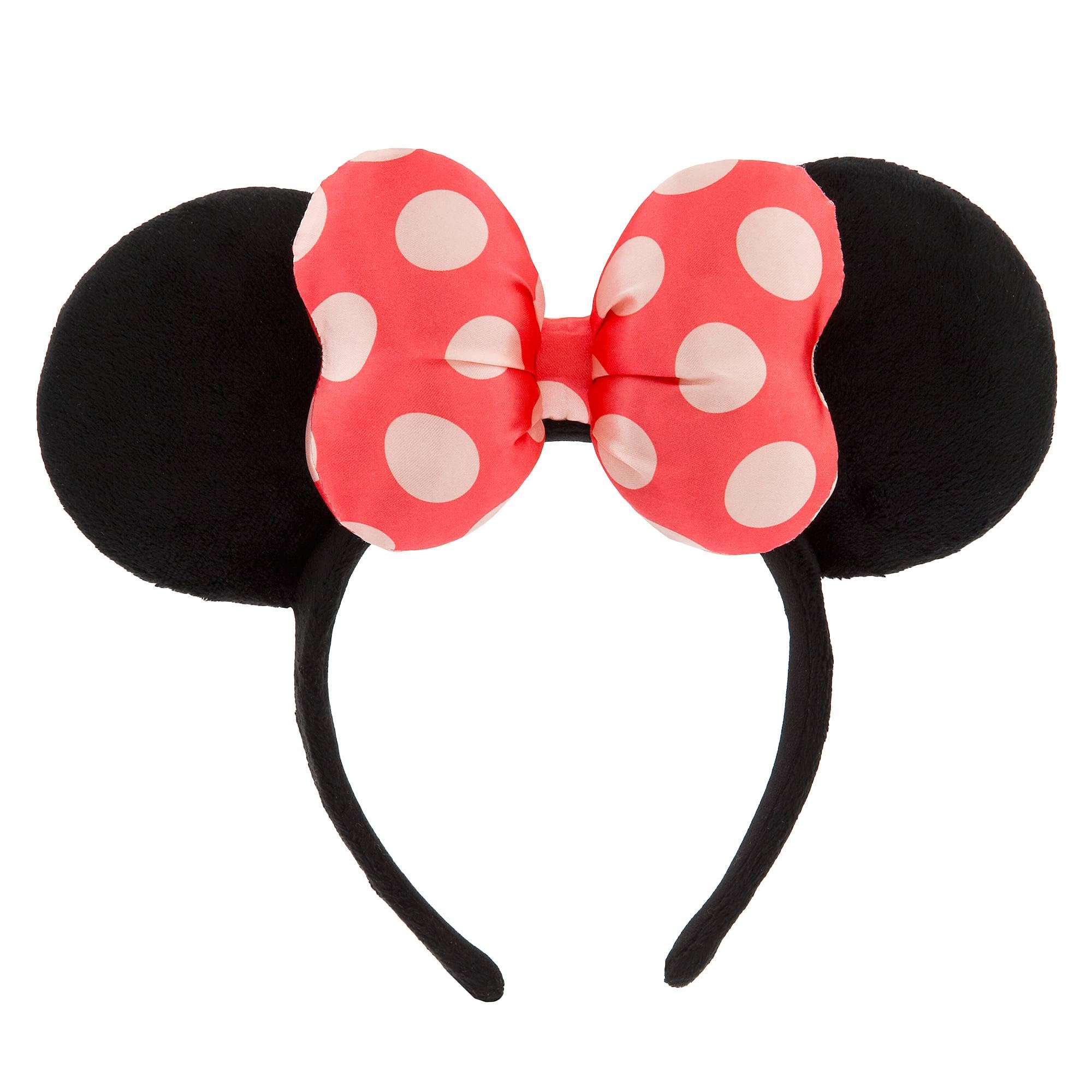 Disney Store Official Minnie Mouse Ears Headband for Adults, Black Ears with Pink Bow, Disneyland and Disney World Accessory