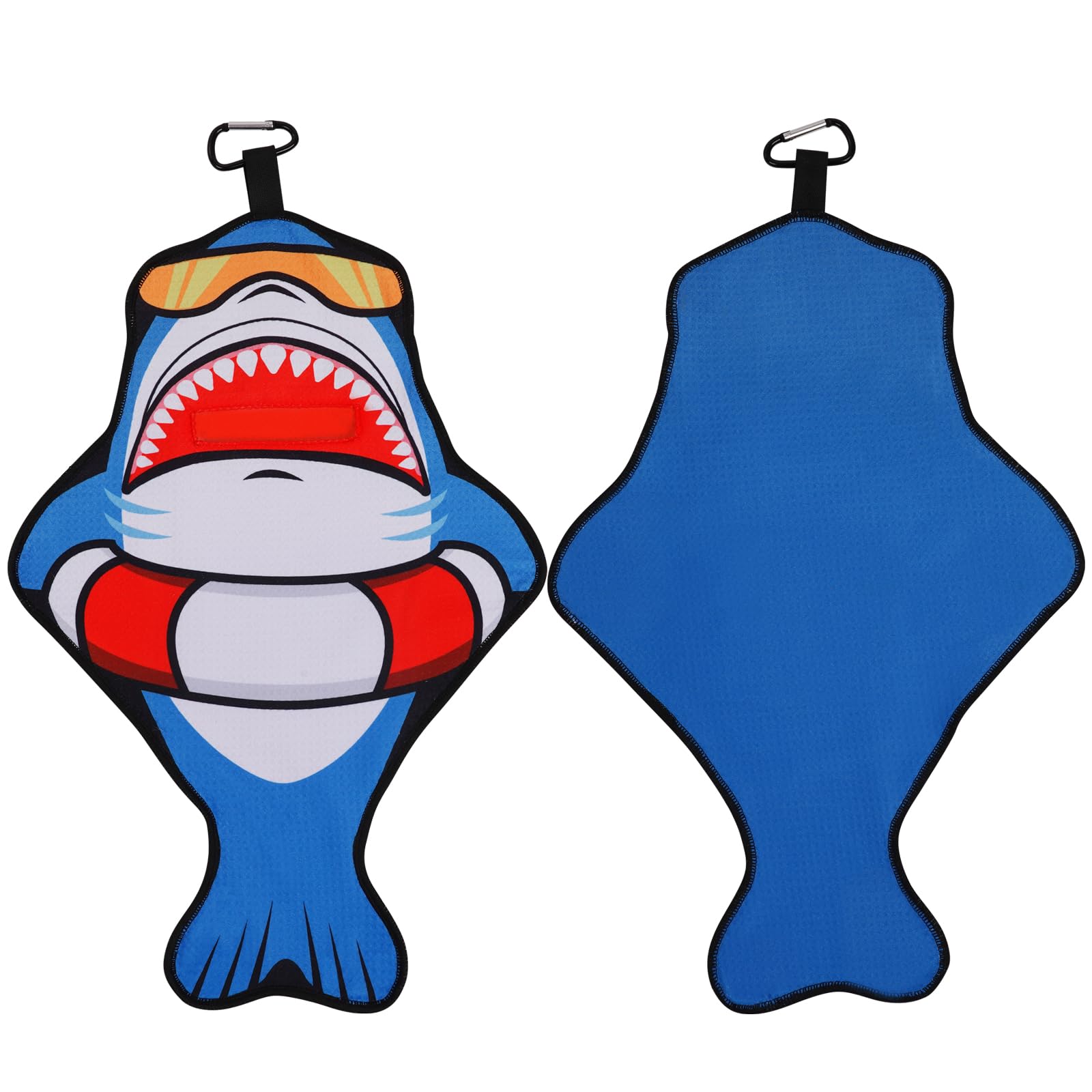 CRAFTSMAN GOLF Towel Funny Shark Shape with Carabiner Clip | Novelty Golf Towel for Men, Women & Kids