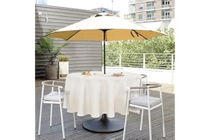 SARAFLORA Outdoor and Indoor Tablecloth -60 inch Round Beige Wrinkle Free Washable Waterproof Table Cloth with Umbrella Hole and Zipper Round Table Cover for Spring/Summer/Patio/Picnic/BBQS/Party