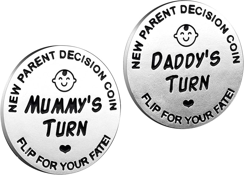 Rowwait Huishi Funny Decision Coin for New Parents Stainless Steel Silver