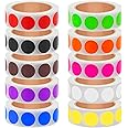 5000 PCS 1/2 Inch Solid Round Color Coding Labels Roll, Self-Adhesive Circle Dot Sticker 10 Assorted Colors for Inventory and Home Organize, File Classification