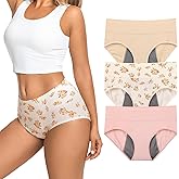 Loswie Incontinence Underwear for Women, Quick Dry Postpartum Leakproof Cotton Underwear Stretch Hi-Waist Panties