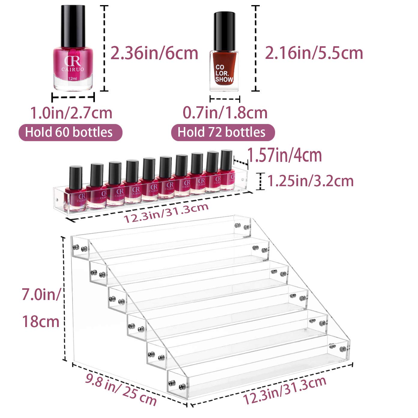 Gospire 6 Tier Clear Acrylic Nail Polish Ink Rack Sunglasses Organizer Eyeglasses Display Rack essential oil Stand Holder Jewelry Makeup Organizer : Beauty