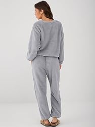 ZAFUL Women's Fuzzy Lounge Casual Pajamas Sets Long