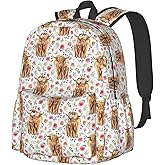 Zisqerts Highland Cow Backpack 16 Inches Lightweight Travel Laptop Backpack