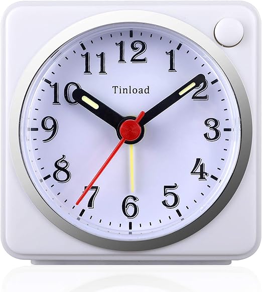 Tinload Small Analog Travel Alarm Clock Silent Non Ticking,Snooze