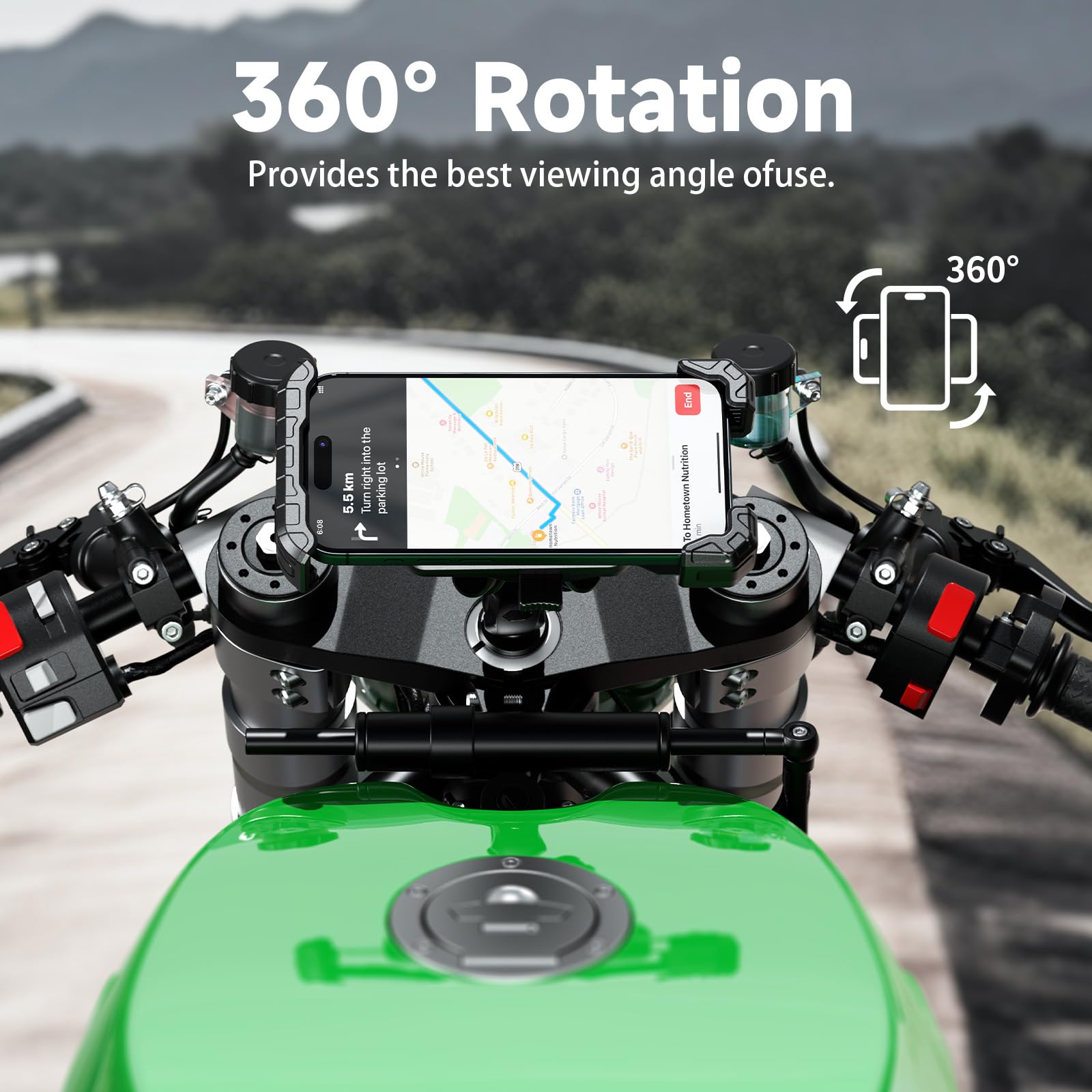 Kewig Motorcycle Fork Stem Phone Mount Holer with Vibration Dampener, [No Scratches Camera] Anti-Theft Motorcycle Cell Phone Holder, Fits for Fork Stem Tubes 12-25.4mm in Diameter, for 5.5-7.2