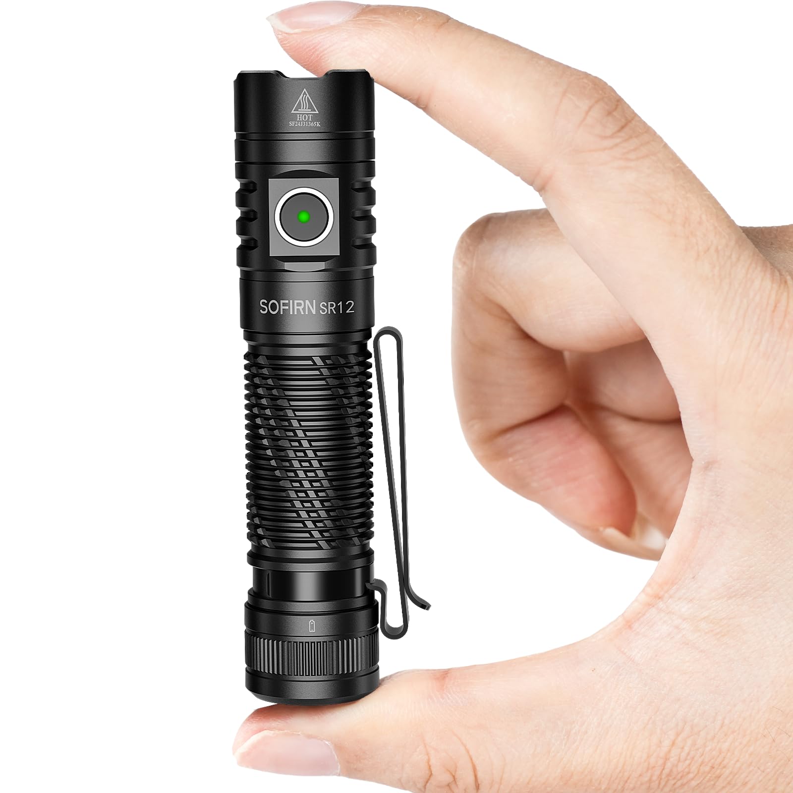 Sofirn SR12 Led Torch Rechargeable Super Bright- Small Hand Torch 1300ft Long Throw, Pocket Flashlight 1450LM, Magnetic Tail Cap, IP68 Waterproof, Simple UI for Power Cuts, Emergency, Camping, Outdoor