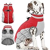 AOFITEE Dog Coat, Warm Dog Jackets for Small Dogs, Dogs Winter Coat with Harness Built in, Reflective Pet Winter Jacket, Waterproof Windproof Puppy Puffer Jacket Fleece Vest, Christmas Red XS