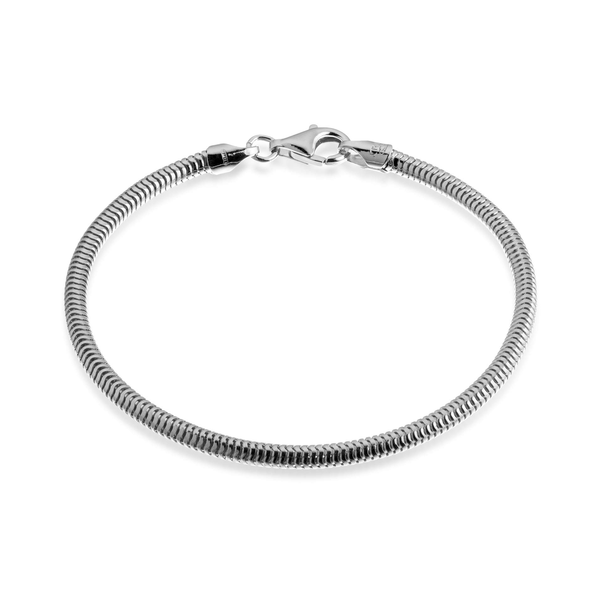 QUADRI - 925 Silver Bracelet - Elegant Snake Chain Gift Idea for Men and Women, 3 mm Link Width - Length 18 cm - Made in Italy