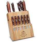 Bavarian Knife Works 19 Pieces Kitchen Knife Set, Knife Block Set with Steak Knives, Razor Sharp Blades, Ergonomic Pakkawood Handle, Light Weight Easy to Sharpen made of German Steel