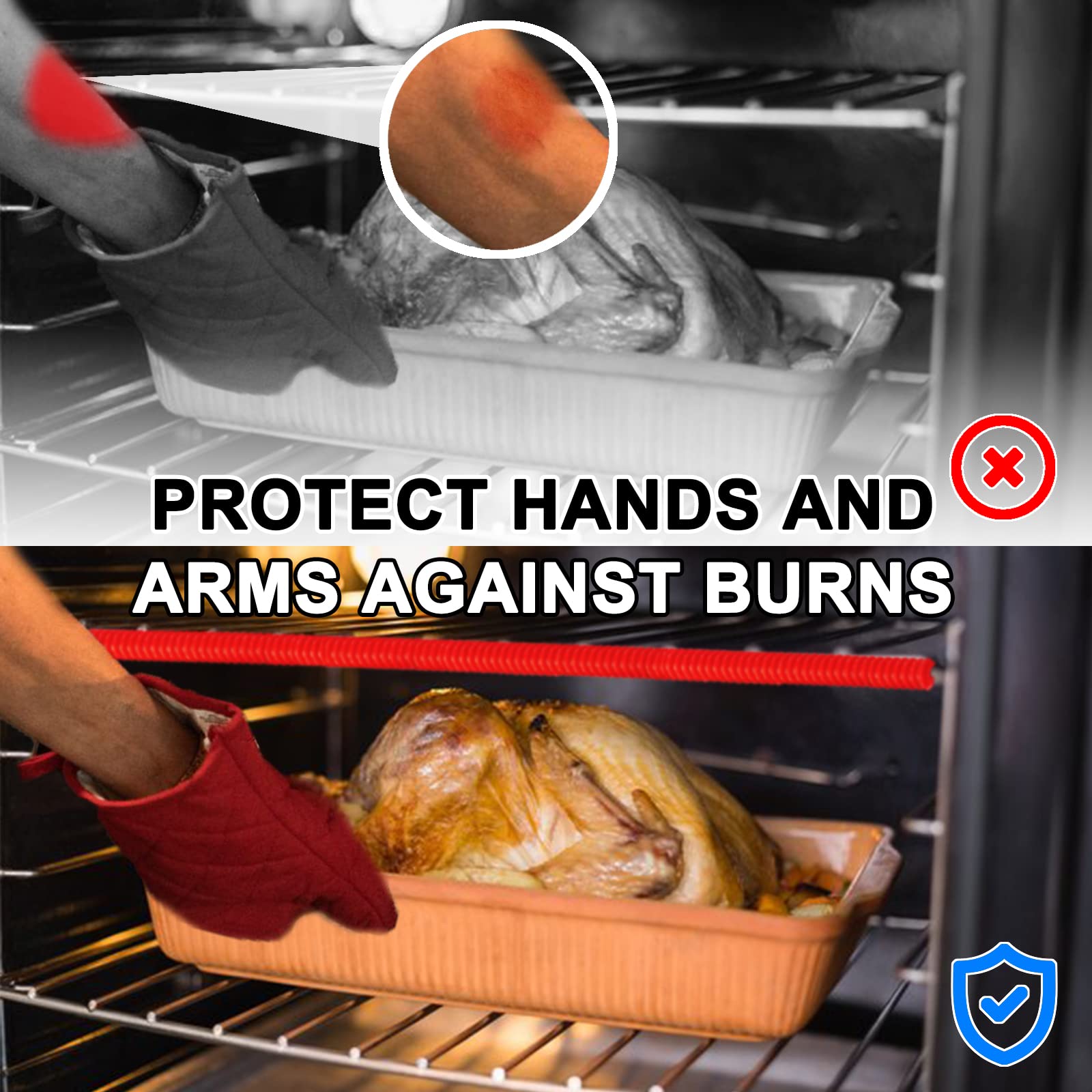 Oven Rack Shields Extra Long 22 Inch, 2 Pack Heat Resistant Oven Guards for Racks, Silicone Oven Rack Edge Protector, Full Length Fit on Standard-Sized Ovens, Prevents Hand and Arm Burns