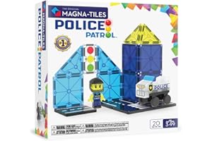 MAGNA-TILES Police Patrol 20-Piece Magnetic Construction Set, The Original Magnetic Building Brand