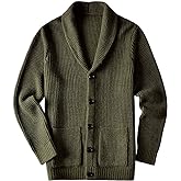 Men's Casual Slim Thick Knitted Shawl Collar Cardigan Sweaters Pockets