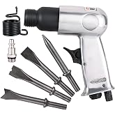 NATGAI 150mm Air Hammer Kit 4500 BPM Air Hammer with 4 Chisels (Silver) | Pneumatic Air Hammer Chisel Set, Professional Air Tools, Pneumatic Tools for Auto Repair &amp; Metalworking