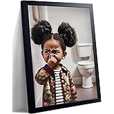 JZMGGQQ Stank Face Bathroom Art Funny Black Girl Wall Decor for Toilet, African American Bathroom Wall Art with Black Wooden Frame 10x8 in