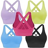 Evercute Sports Bra for Women Padded Medium Support Criss Cross Strappy Bras Seamless High Impact Yoga Exercise Athletic Bras