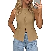 PRETTYGARDEN Womens Vests Top Trendy 2026 Spring Sleeveless Blazer Suit Summer Business Casual Work Button Down Waistcoat