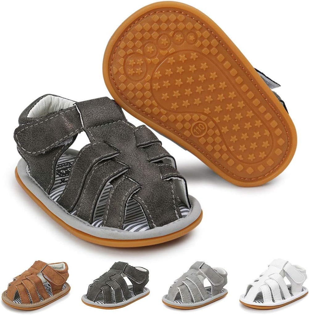 Baby Boy Sandals Summer Anti-Slip Rubber Sole First Walkers Shoes Infant Sandals for Toddler Girls(0-18 Months)