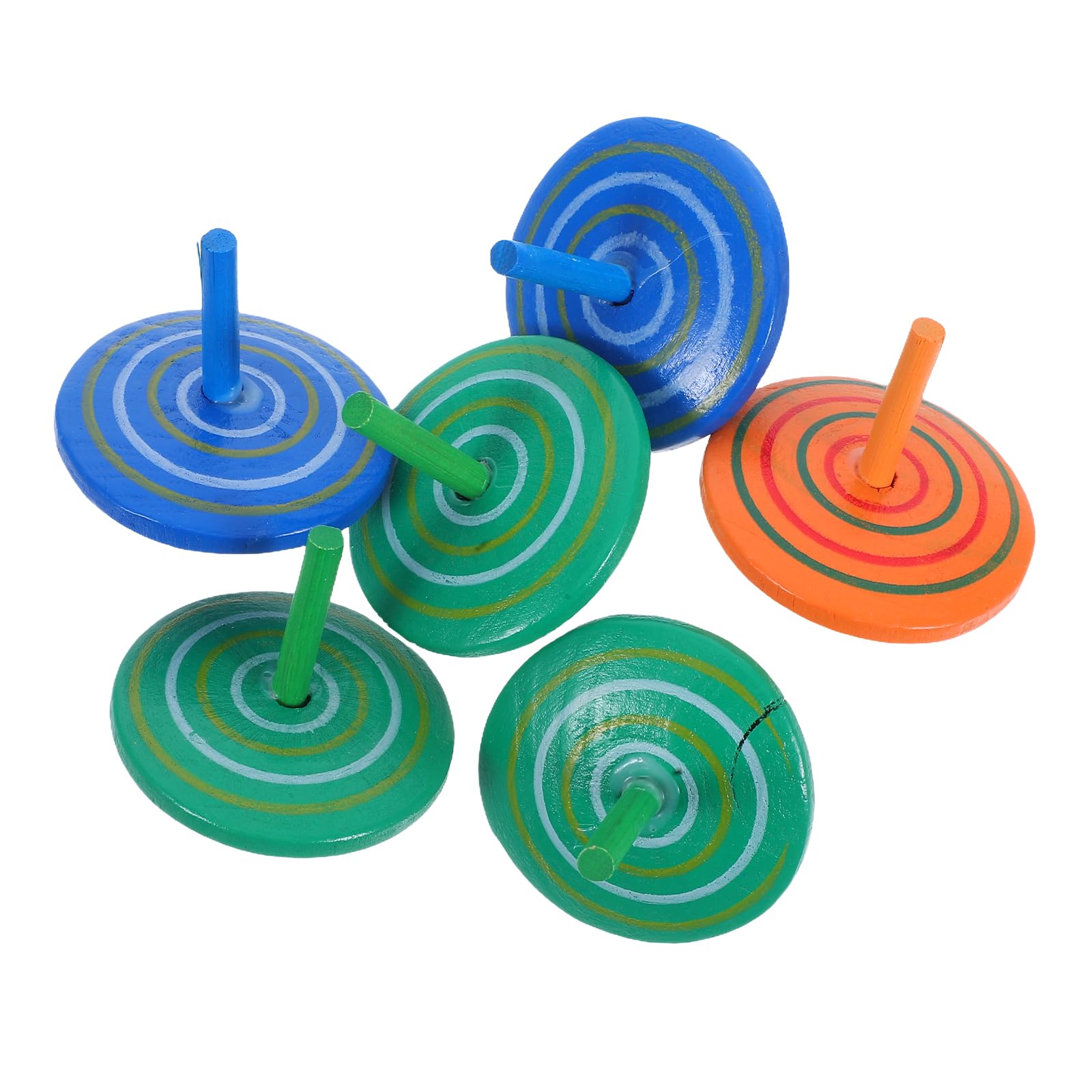 NUOBESTY Spinning Tops, 6Pcs Colorful Wooden Spinning Tops, Kids Spinning Top Toy, Kids Educational Toy Wooden (Random Color)