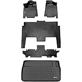 AIPOIL® Floor Mats & Cargo Liner Set for 2011-2021 Dodge Grand Caravan 7 Seat All Weather Protection TPE Anti-Slip Automotive Full Set Custom Car Mats Accessories - Black