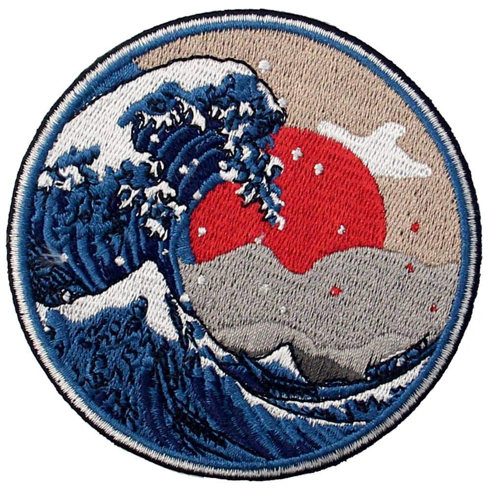 Great Wave Off Kanagawa Patch Embroidered Badge Iron On Sew On Emblem