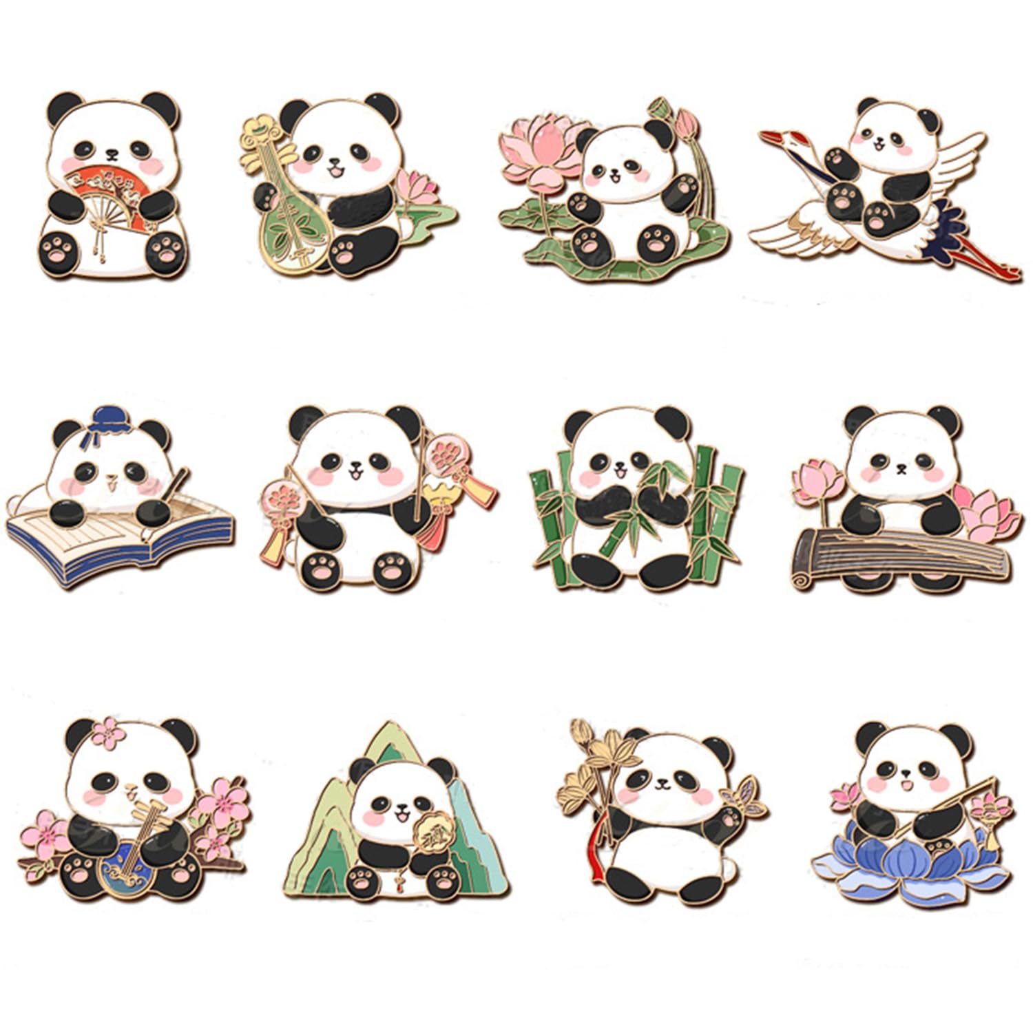 Photo 1 of 12 Pack Fridge Magnets Panda Refrigerator Office Magnets for Calendars Whiteboards Maps Resin Fun Decorative Decoration