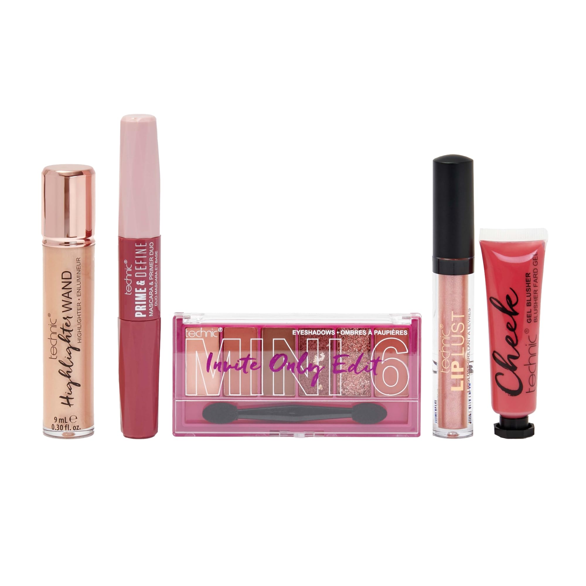 Technic Invite Only 5 Piece Cosmetic Gift set - 5 Full Size Makeup Products for Eyes, Face & Lips - Vegan & Cruelty Free